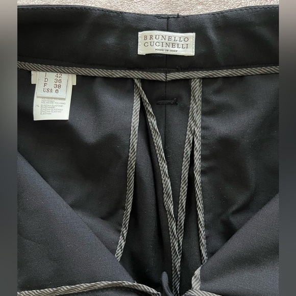 brunello cucinelli cuffed bottom monili trim women's pants trousers, size 4-6 - Picture 13 of 14